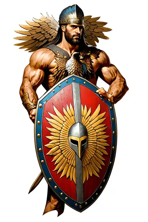 Spartan Holding A Shield With A Phoenix On It In His Hand