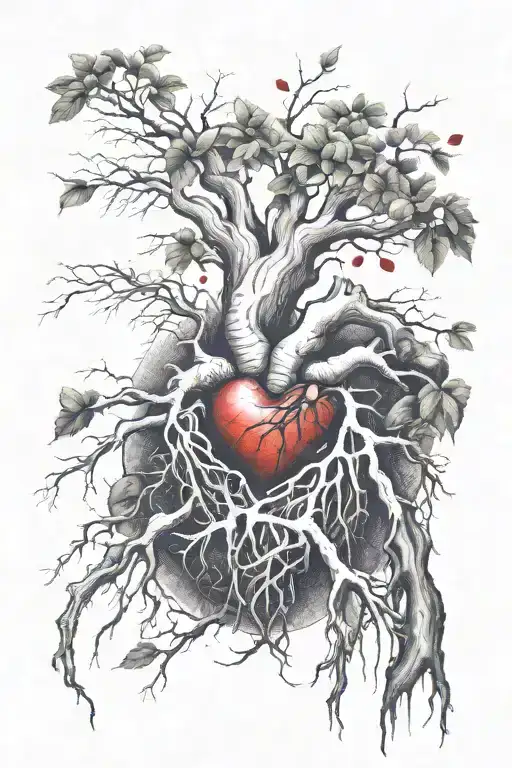 Broken Heart Blood As Water For Roots Into Growth Of Tree
