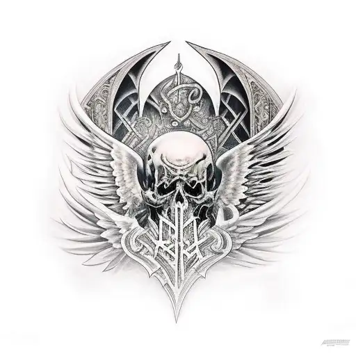 Gothic Style Graffiti Angels And Demons Chest Piece