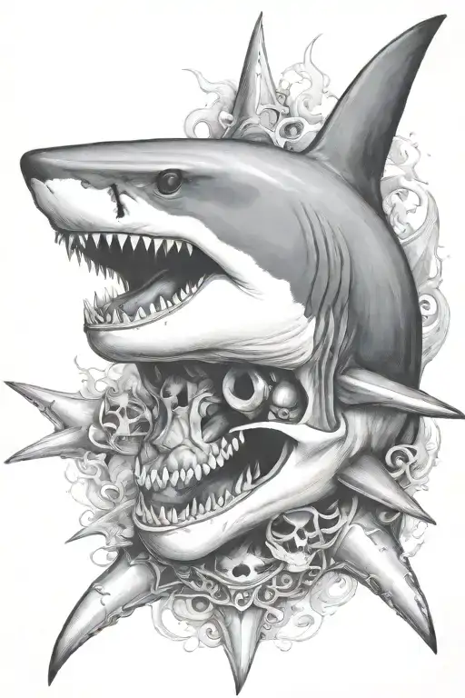 Shark With Skull And Crossbones