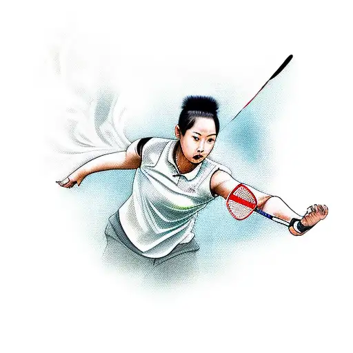 Outline Of Badminton Player Hitting The Shuttle With No Background And Only The Player