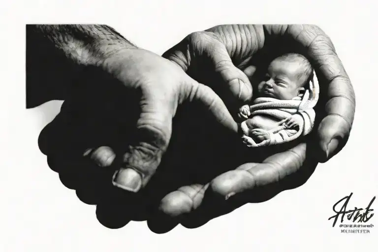 Baby Hand And Dad Hand Holding