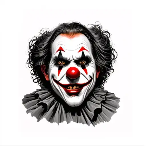 Evil Clown Face Black And Grey