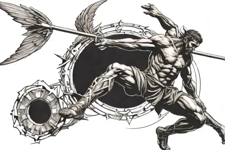 A Javelin Thrower Throwing A Christian Cross To The Angles In Haven