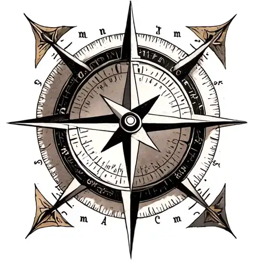 Compass Tattoo Design Inspired With Initials M A M A