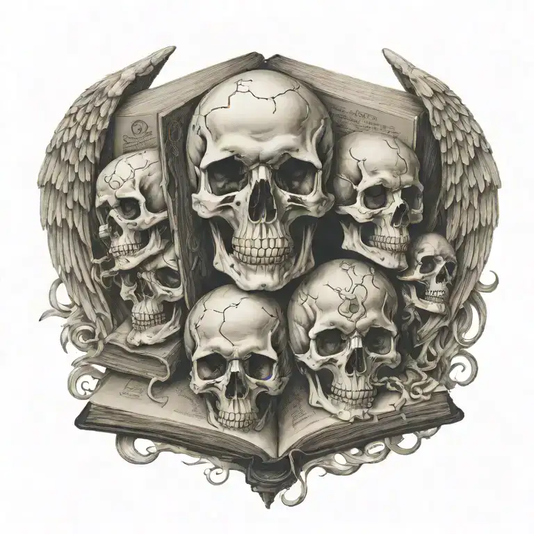 Angel Death Book Skulls Representing Dark Periods