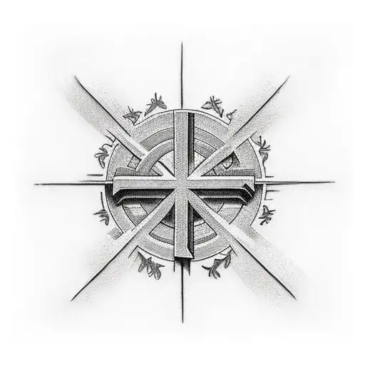 Christian Cross With Ducks Around It