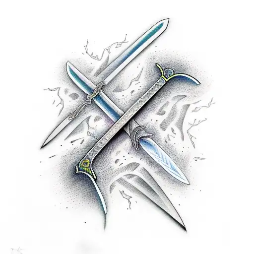 Sword With Lightning In Color