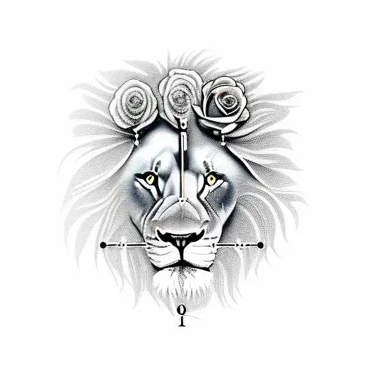 Lion With Clock And Roses
