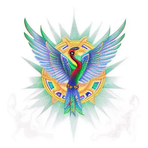 Quetzal Bird With Mayan Symbols