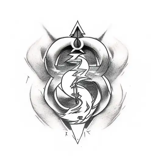 Norse Tatto With Lightning And Brotherhood