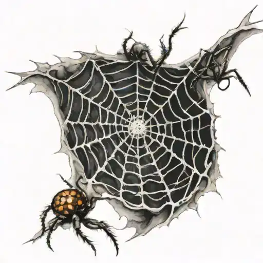 Round Spider Web With A Spider In It