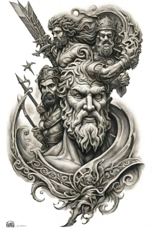 Poseidon And Warrior Soldier