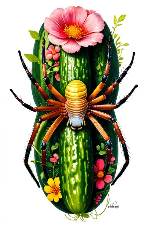 Cucumber Spider With Floral Motifs Surroundings