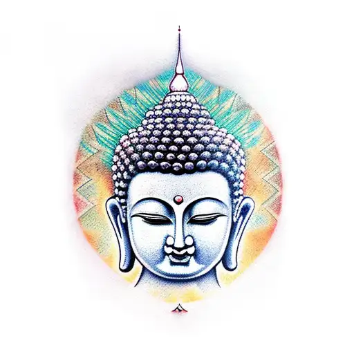 Buddha Coming Out Of A Vertical Line