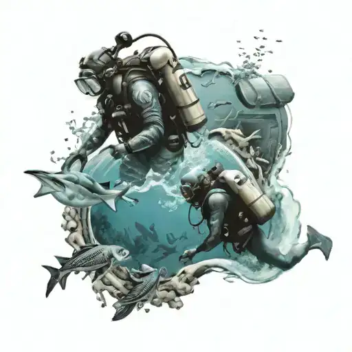 Ocean Tatoos With Divers Exploring