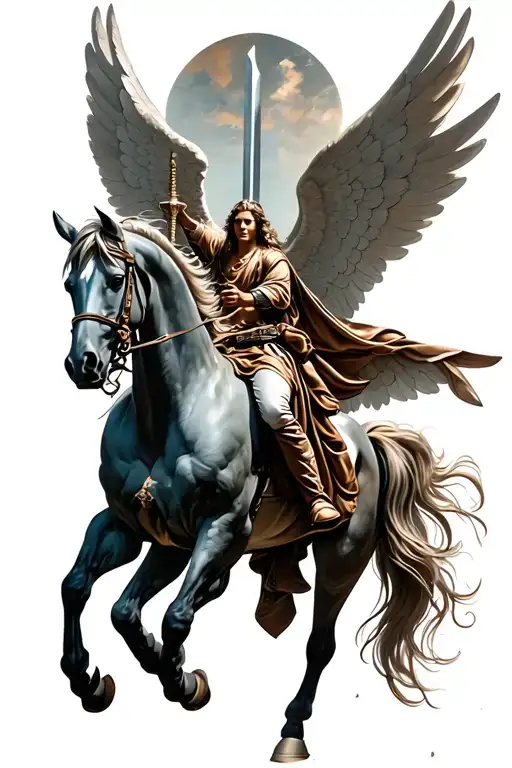 Archangel On A Horse With A Sword
