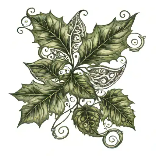 Ivy Vine With Paisley Pattern In Leaves