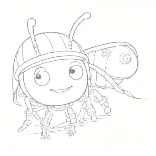 A Cartoon Character And A Bug
