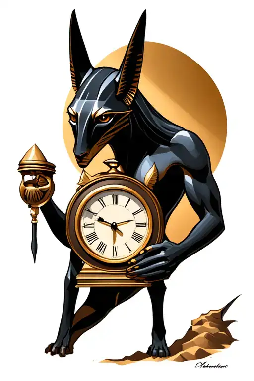 Anubis Holding Sand Clock