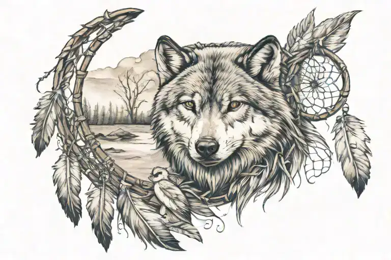 Wolf Dreamcatcher With Beaver