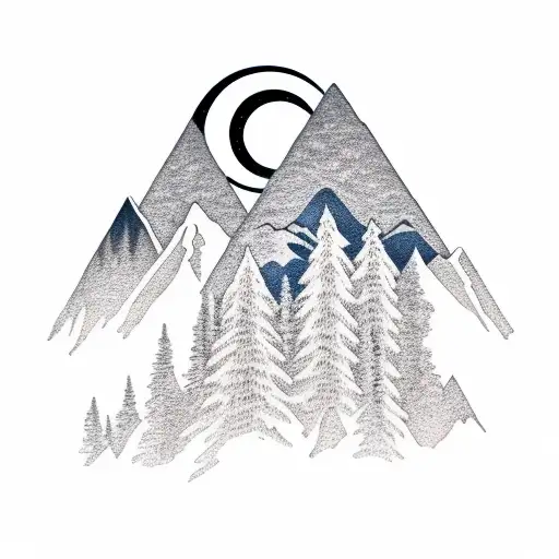 Mountains Moon And Trees