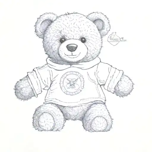 A Teddy Bear Fine Line Details Inspired