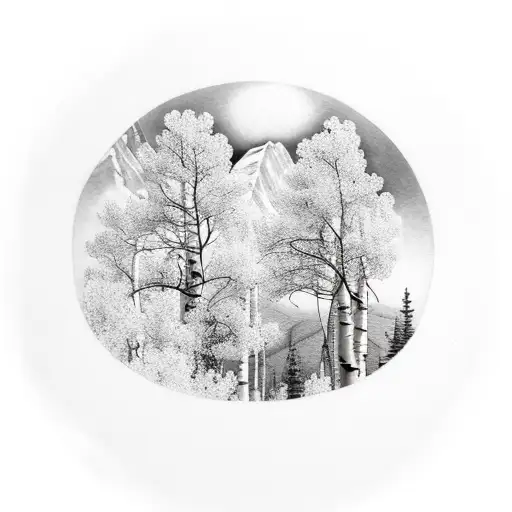 Mountain With Aspen Trees