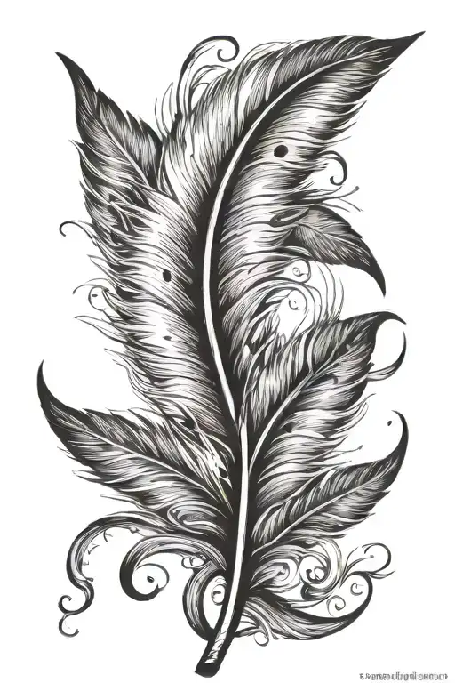 Semicolon With Feather Curled Around Right Side