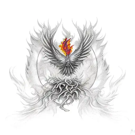 Phoenix Rising From The Fire And Ashes