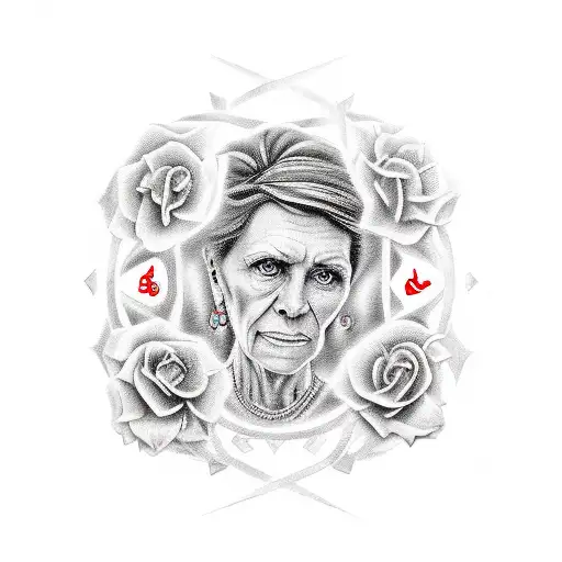 A Portrait Of Your Mother Surrounded By Symbols Representing Her Strength And Love