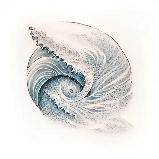 A Minimalist Tattoo Of A Wave Crashing On The Beach