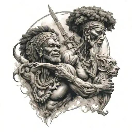 African Gods Battling
