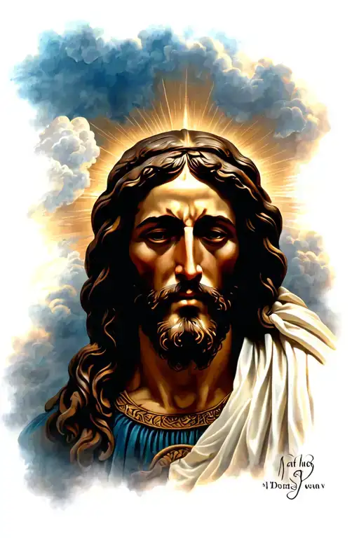 Jesus Christ With Clouds In The Background