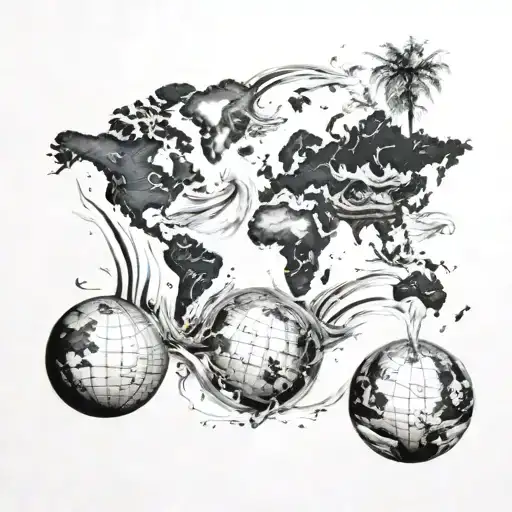 World Map Floating In Water