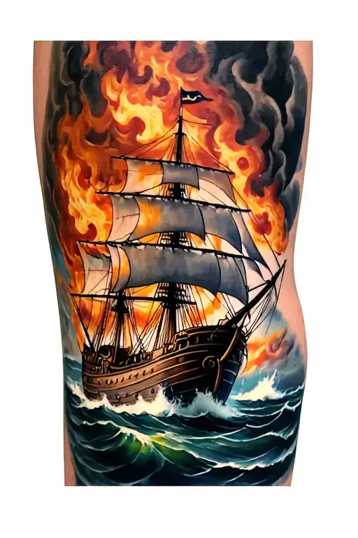Spanish Galleon On Fire