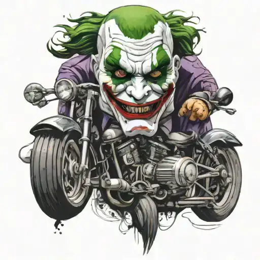 Joker With Motorcycle Helmet On Head Cafe Racer Motorbike