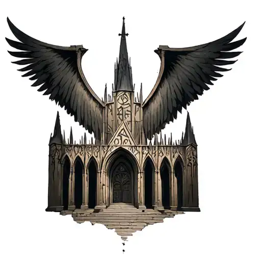 Gothic Cathedral With Norse Runes
