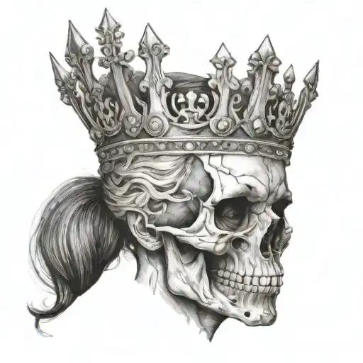 Women's Face Have Skull Wearing Crown