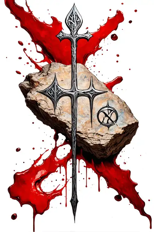 Norse Runes On Blood Stained Rock