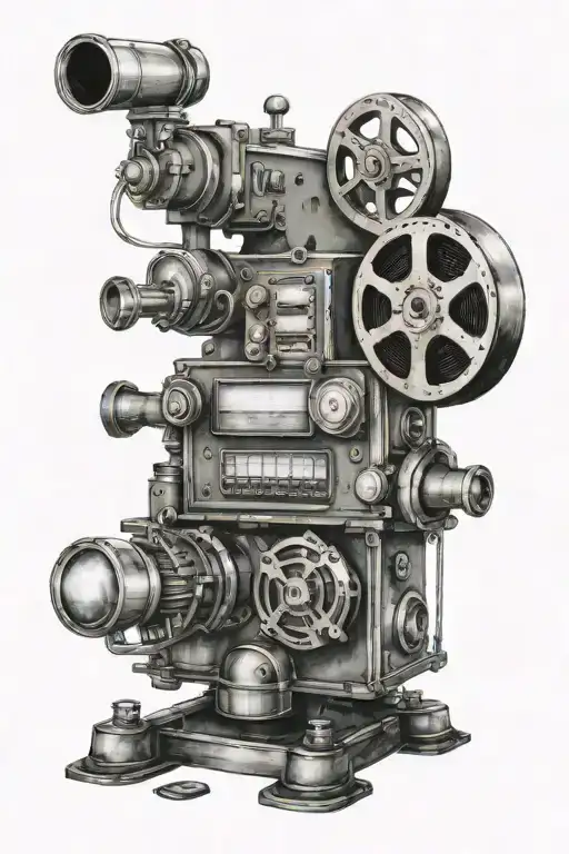 A Film Projector Projecting A City Skyline Onto A Football Field