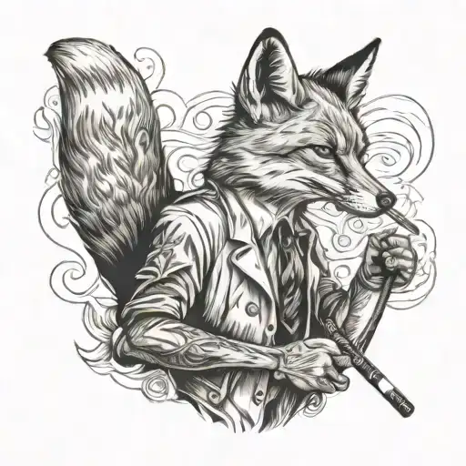 Fox Smoking A Cigarette And Holding A Cane