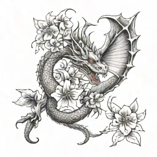 Dragon And Flowers Wrappeddragon And Flowers