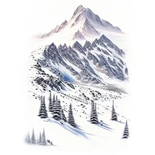 A Majestic Mountain Range With Skiers Carving Down The Slopes