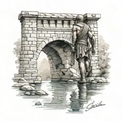 The Bridge From Cupri's Novel On The Drina With A Spartan Walking On It