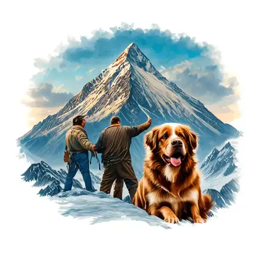 Mountain And Man And Dog
