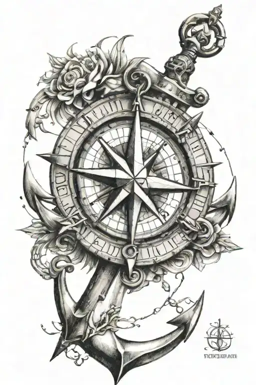 The North Star Of The Anchor Compass Surrounded