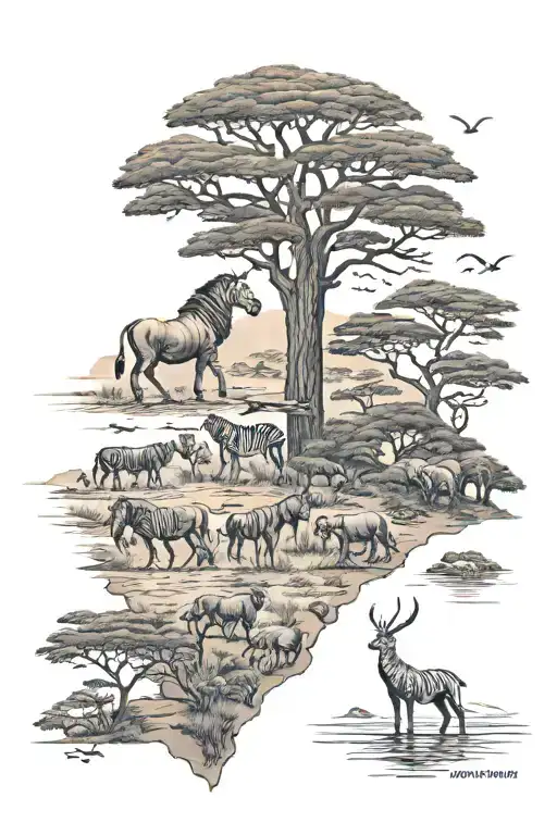 African Animals And Landscape
