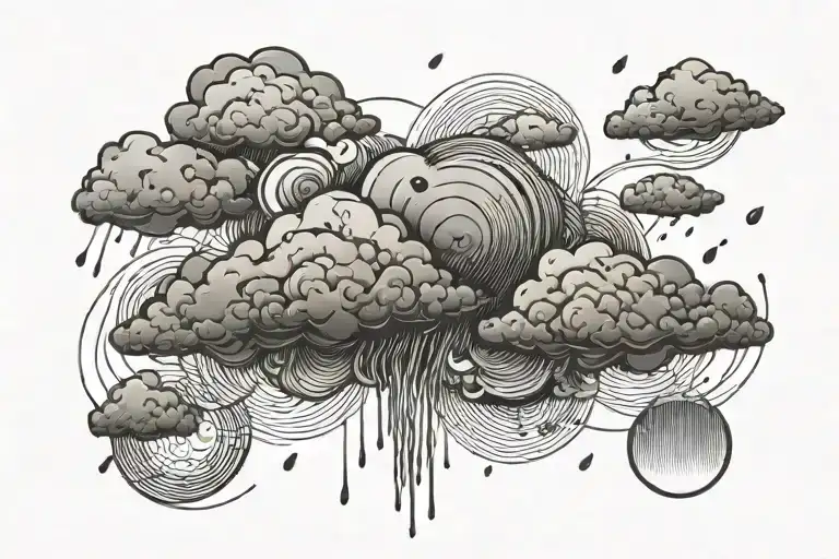 Rain With Cloud Tattoo Has Left Side Is Half Circle Boundry Shape