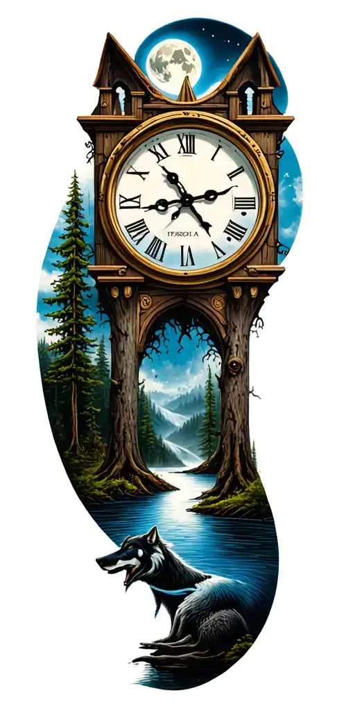 Clock Trees Wolf River Moon